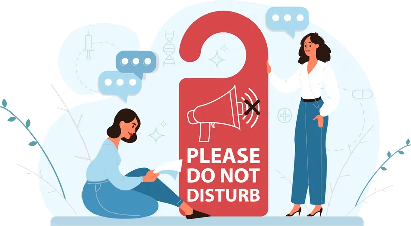 People with do not disturb card  Illustration