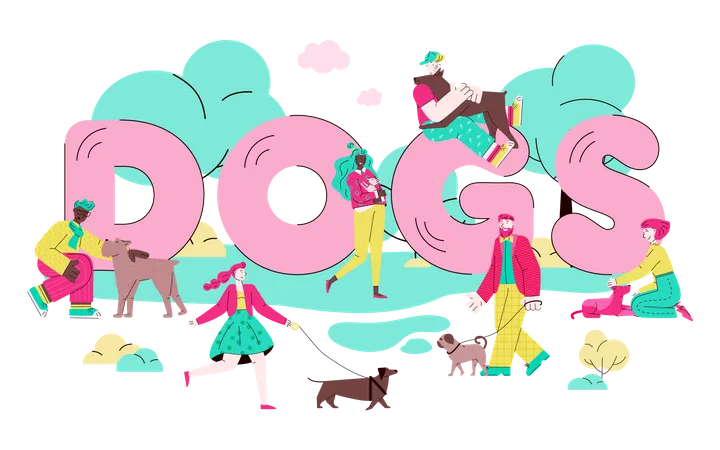 People with dogs Illustration