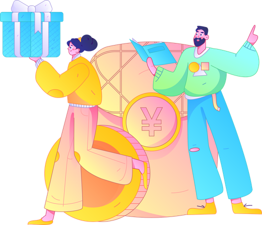 People with gift angpow  Illustration