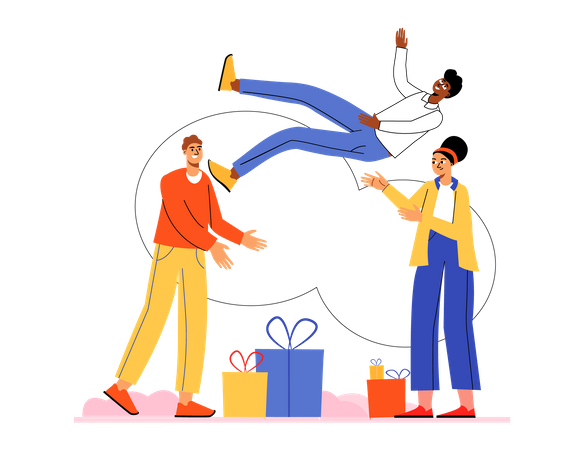 People with gift box Illustration