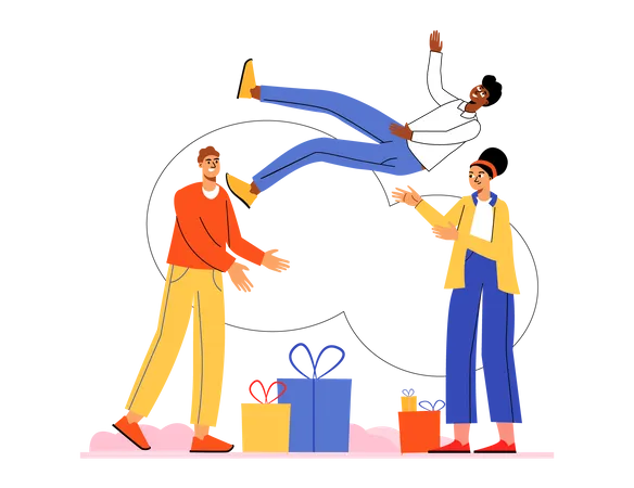 People with gift box Illustration