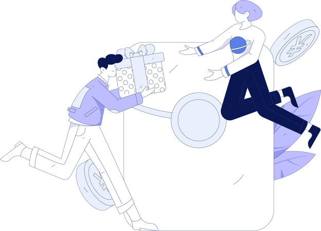 People with gift envelope  Illustration