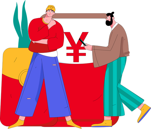 People with gift envelope  Illustration