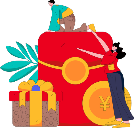 People with gift envelope  Illustration