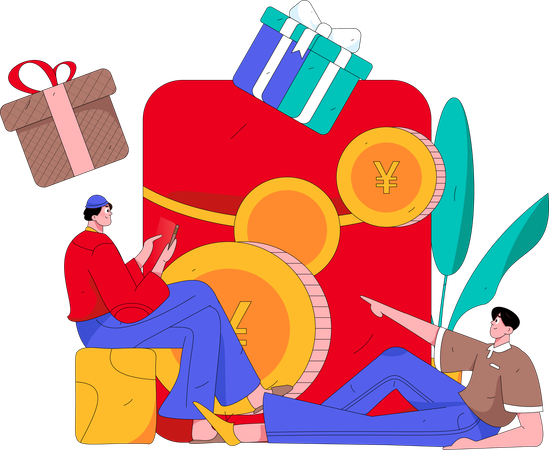 People with gift envelope  Illustration