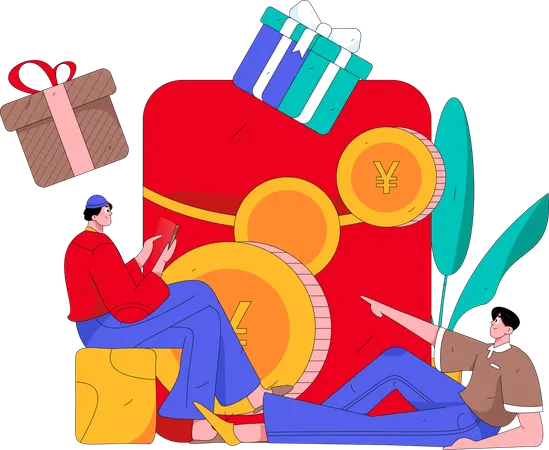 People with gift envelope  Illustration