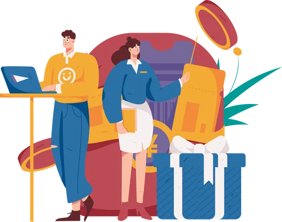 People with gift envelope  Illustration