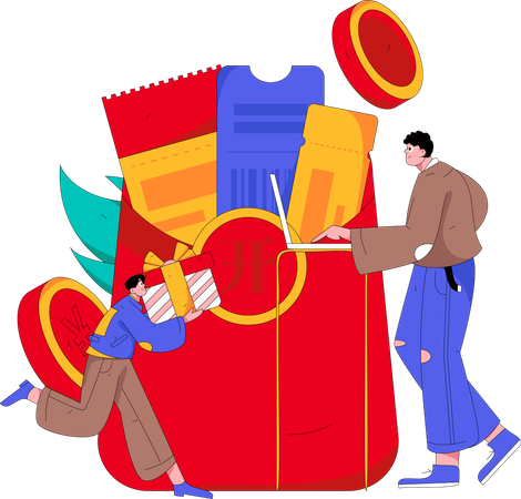 People with gift envelope  Illustration