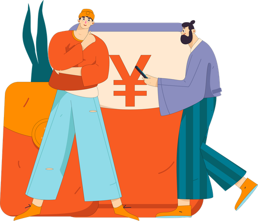 People with gift envelope  Illustration