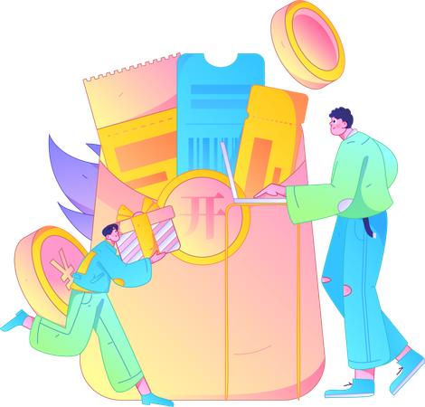 People with gift envelope  Illustration