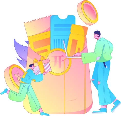 People with gift envelope  Illustration