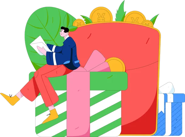 People with gift envelope  Illustration