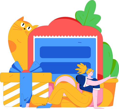 People with gift envelope  Illustration