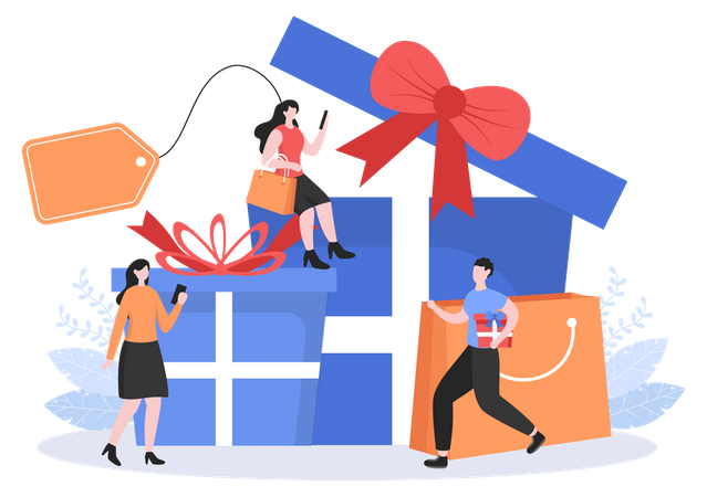 People with gifts Illustration