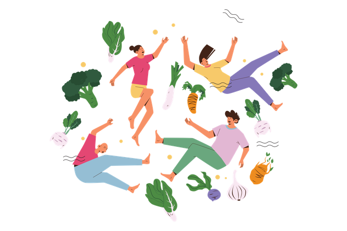 People with healthy food Illustration