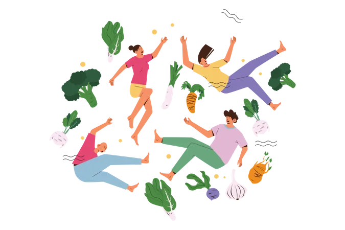 People with healthy food  Illustration