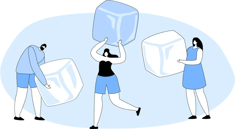 People with ice cubes Illustration