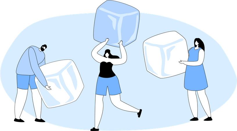 People with ice cubes  Illustration