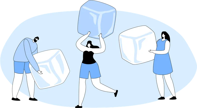 People with ice cubes  Illustration