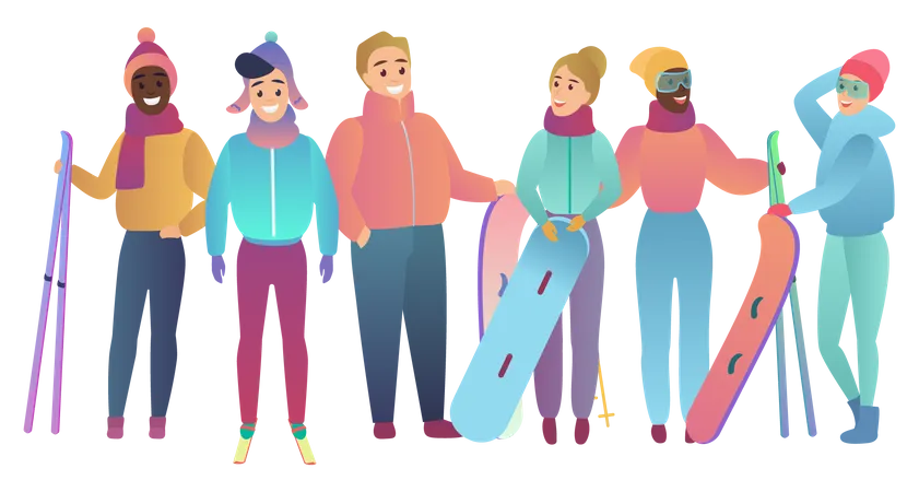 People with ice sport equiment  Illustration