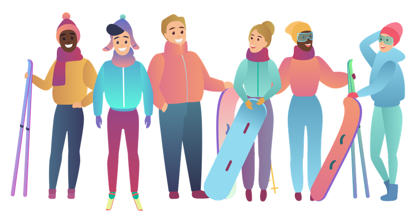 People with ice sport equiment  Illustration