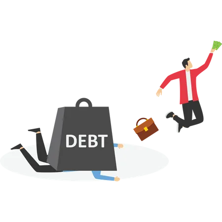 People With Money Are More Advanced Than People With Debt Vector Illustration In Flat Style Illustration
