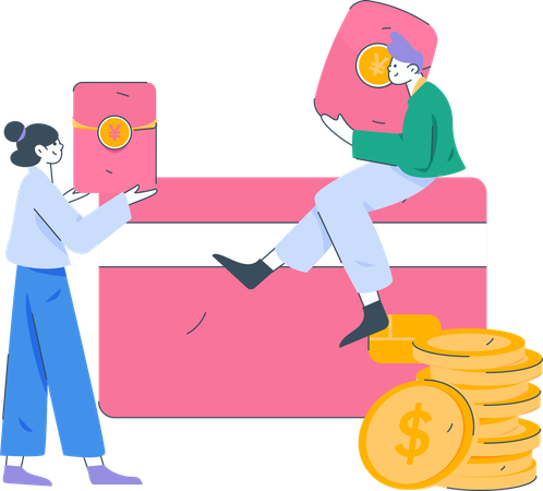 People with money wallet  Illustration