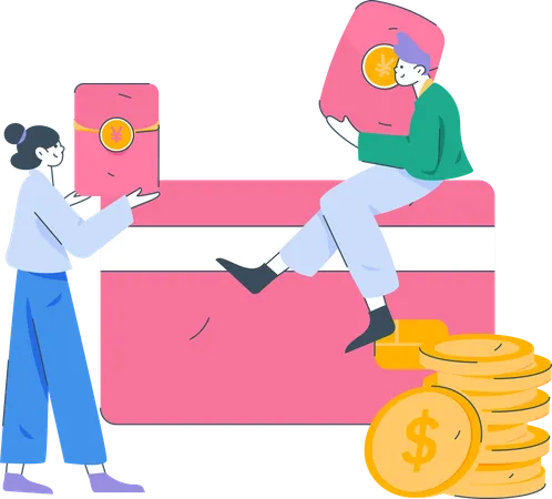 People with money wallet  Illustration