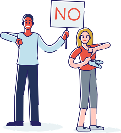 People with no signboard and negative feedback Illustration