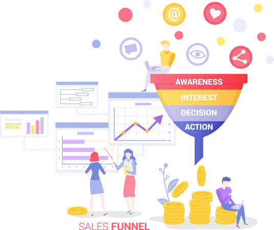 People with Sales funnel  Illustration