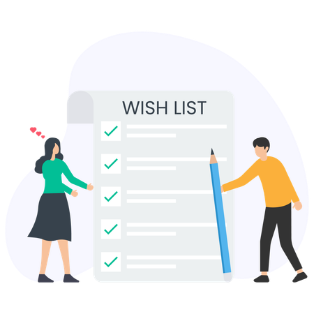 People With Shopping Wishlist  Illustration