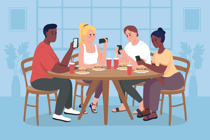 People with smartphone addiction  Illustration