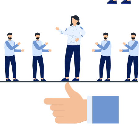 People with Thumbs Up Gestures Hand Pointing Positive Feedback  Illustration