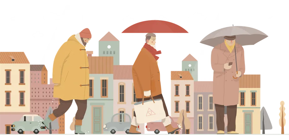 People with Umbrella Illustration
