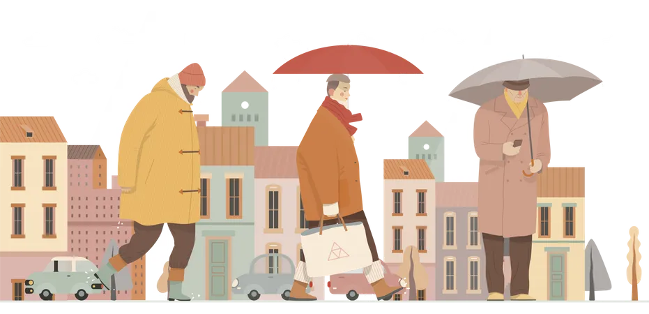 People with Umbrella  Illustration