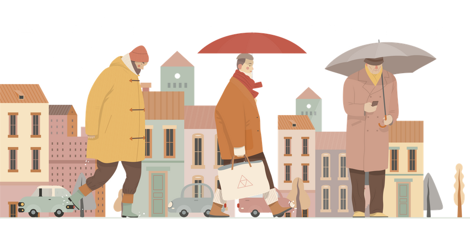People with Umbrella  Illustration