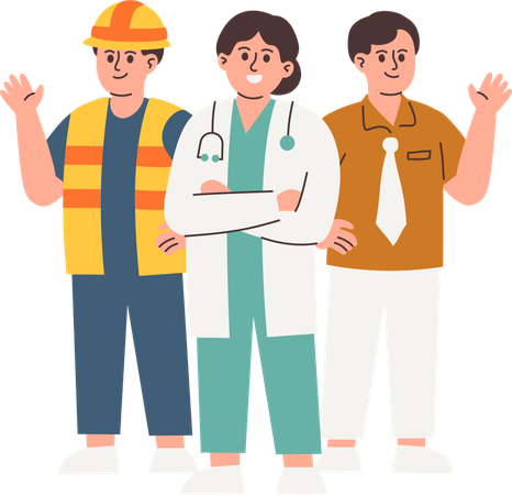 People with Various Occupations standing together  Illustration