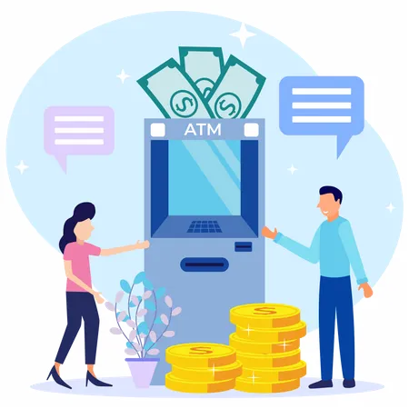 People withdraw money  Illustration