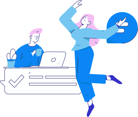 People work as online freelancers  Illustration