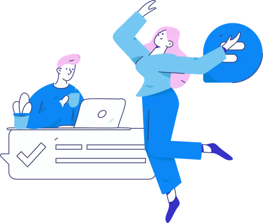 People work as online freelancers  Illustration