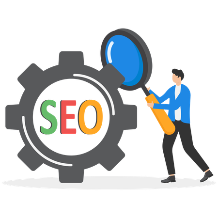 People work as team of SEO  Illustration