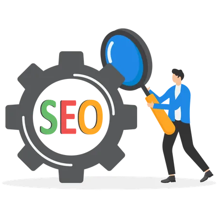 People work as team of SEO  Illustration