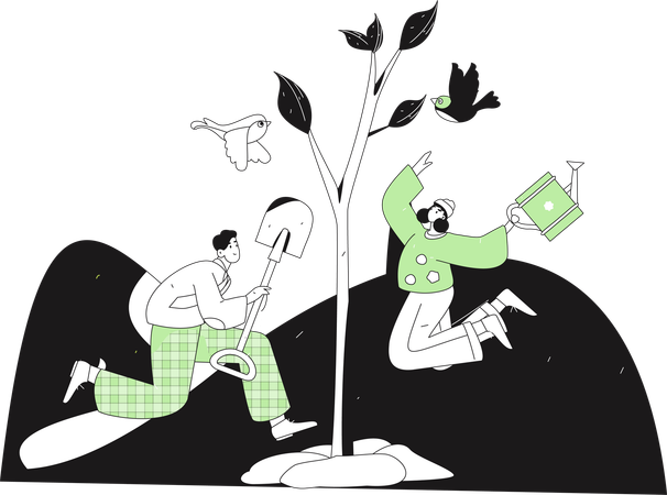 People work as volunteers  Illustration