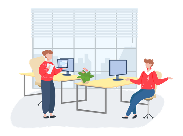 People work in company Illustration