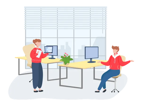 People work in company Illustration
