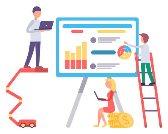 People Work on Analytics Charts  Illustration