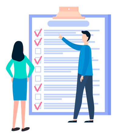 People work with checklist planning Illustration