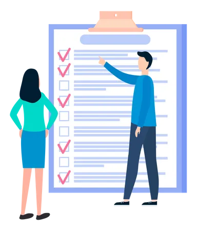 People work with checklist planning  Illustration
