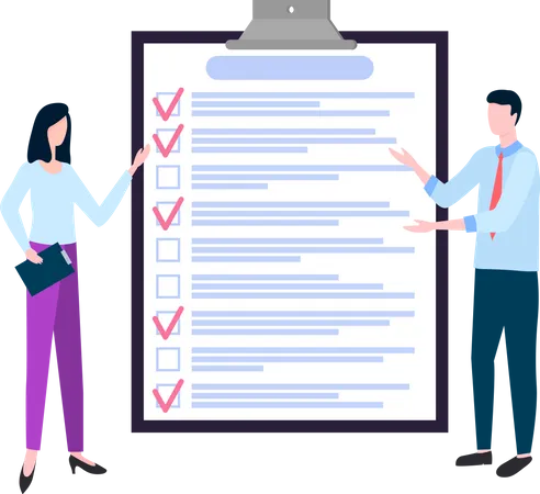 People work with checklist planning  Illustration