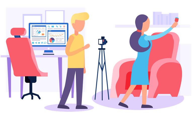 People work with statistics  Illustration